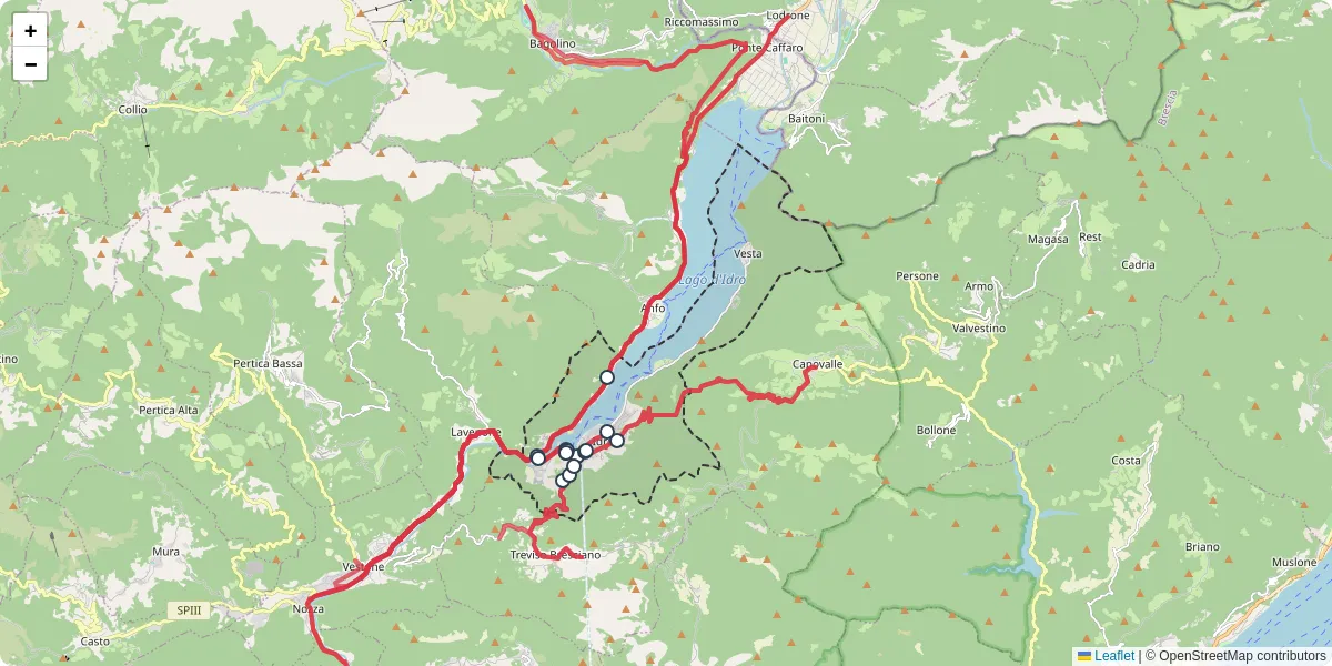 Mappa dettagliata del trasporto pubblico a Idro con linee autobus, tram e collegamenti