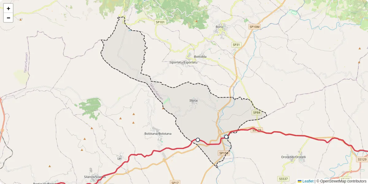 Mappa dettagliata del trasporto pubblico a Illorai con linee autobus, tram e collegamenti