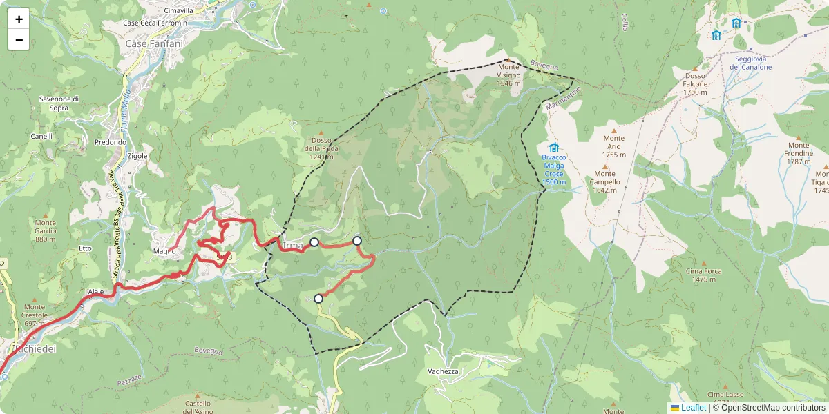 Mappa dettagliata del trasporto pubblico a Irma con linee autobus, tram e collegamenti