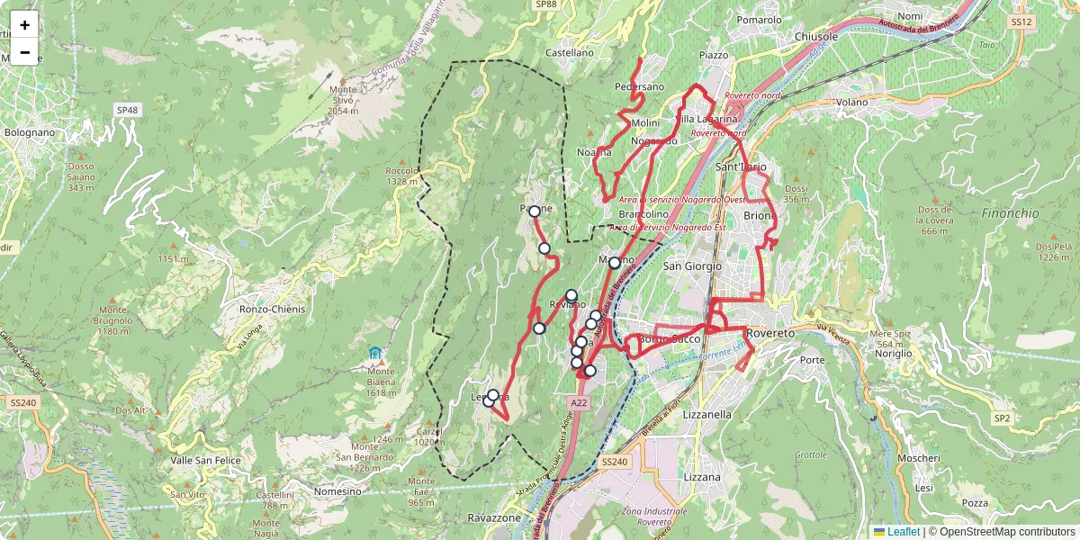 Mappa dettagliata del trasporto pubblico a Isera con linee autobus, tram e collegamenti