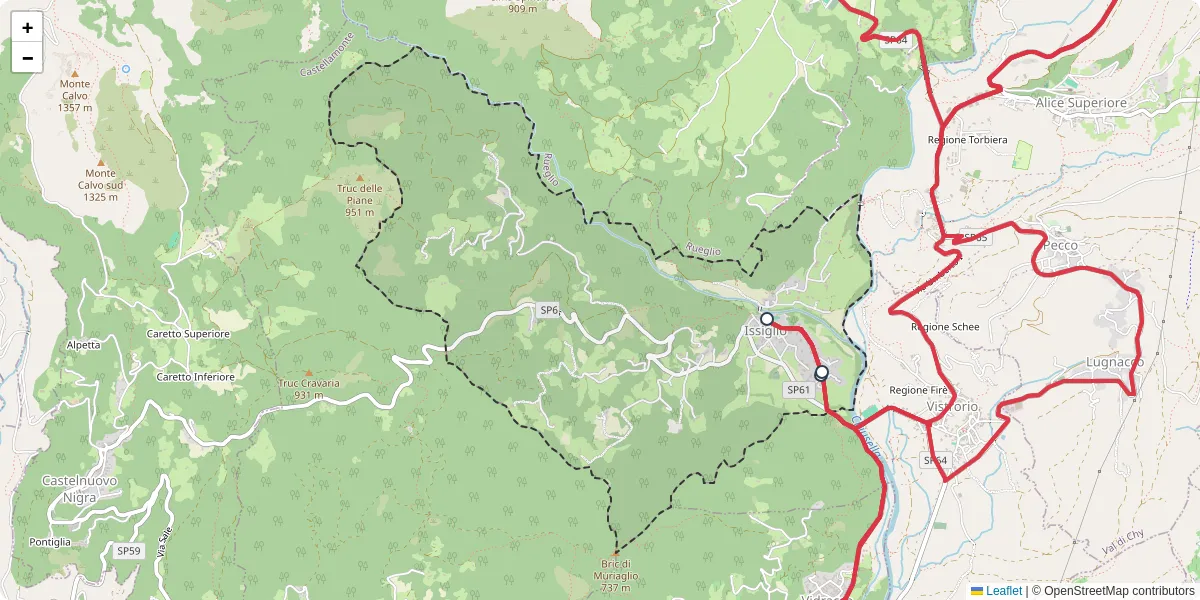 Mappa dettagliata del trasporto pubblico a Issiglio con linee autobus, tram e collegamenti