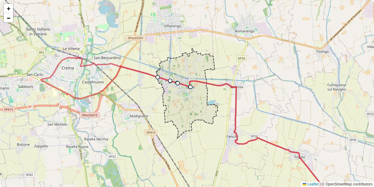 Mappa dettagliata del trasporto pubblico a Izano con linee autobus, tram e collegamenti