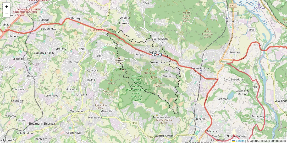 Mappa dettagliata del trasporto pubblico a La Valletta Brianza con linee autobus, tram e collegamenti