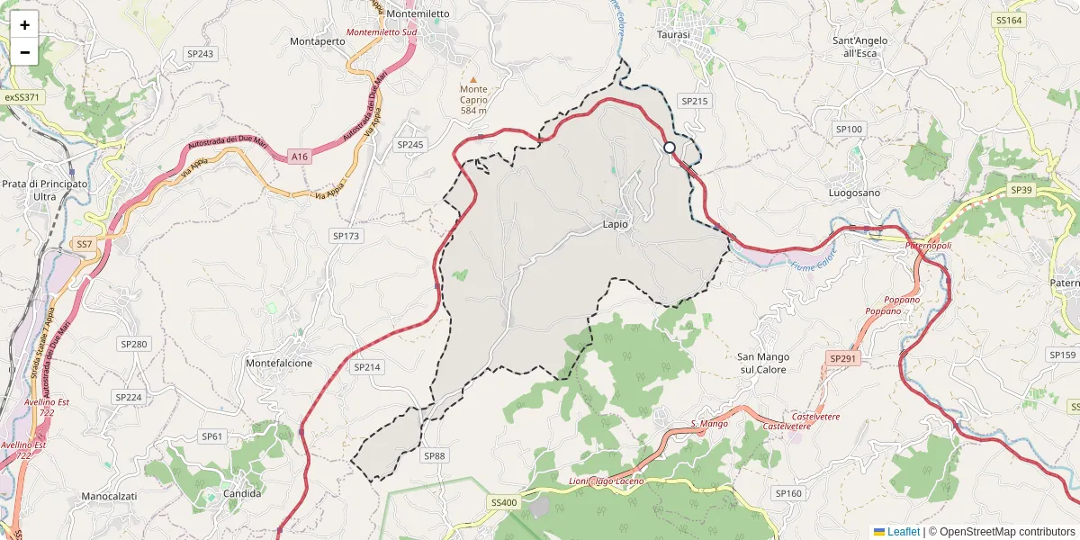 Mappa dettagliata del trasporto pubblico a Lapio con linee autobus, tram e collegamenti