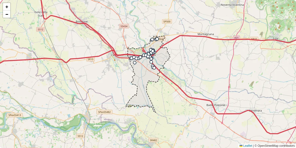 Mappa dettagliata del trasporto pubblico a Legnago con linee autobus, tram e collegamenti