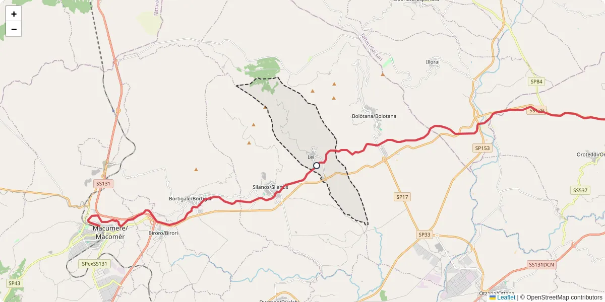 Mappa dettagliata del trasporto pubblico a Lei con linee autobus, tram e collegamenti