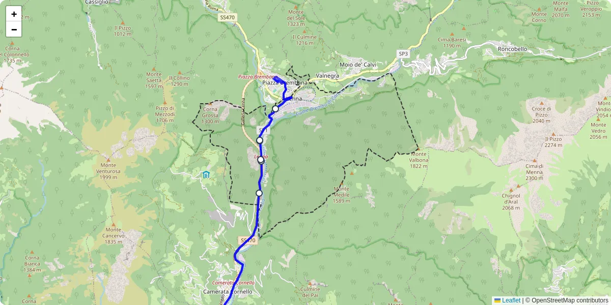 Mappa dettagliata del trasporto pubblico a Lenna con linee autobus, tram e collegamenti