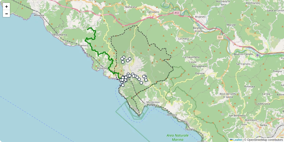Mappa dettagliata del trasporto pubblico a Levanto con linee autobus, tram e collegamenti