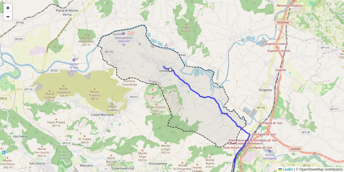 Mappa dettagliata del trasporto pubblico a Limatola con linee autobus, tram e collegamenti