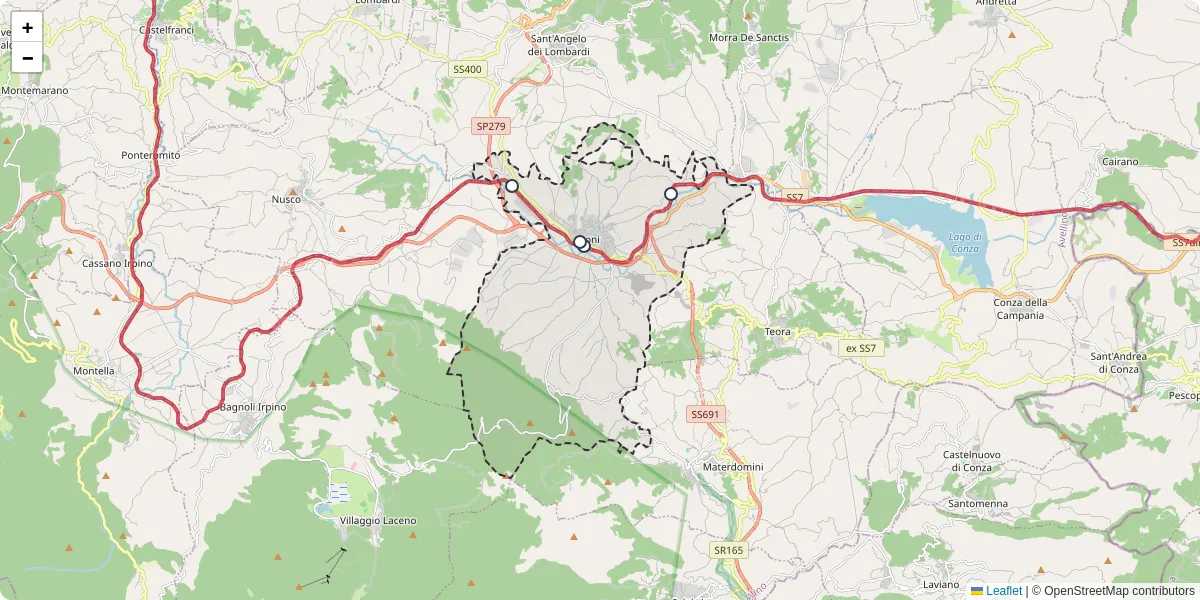 Mappa dettagliata del trasporto pubblico a Lioni con linee autobus, tram e collegamenti