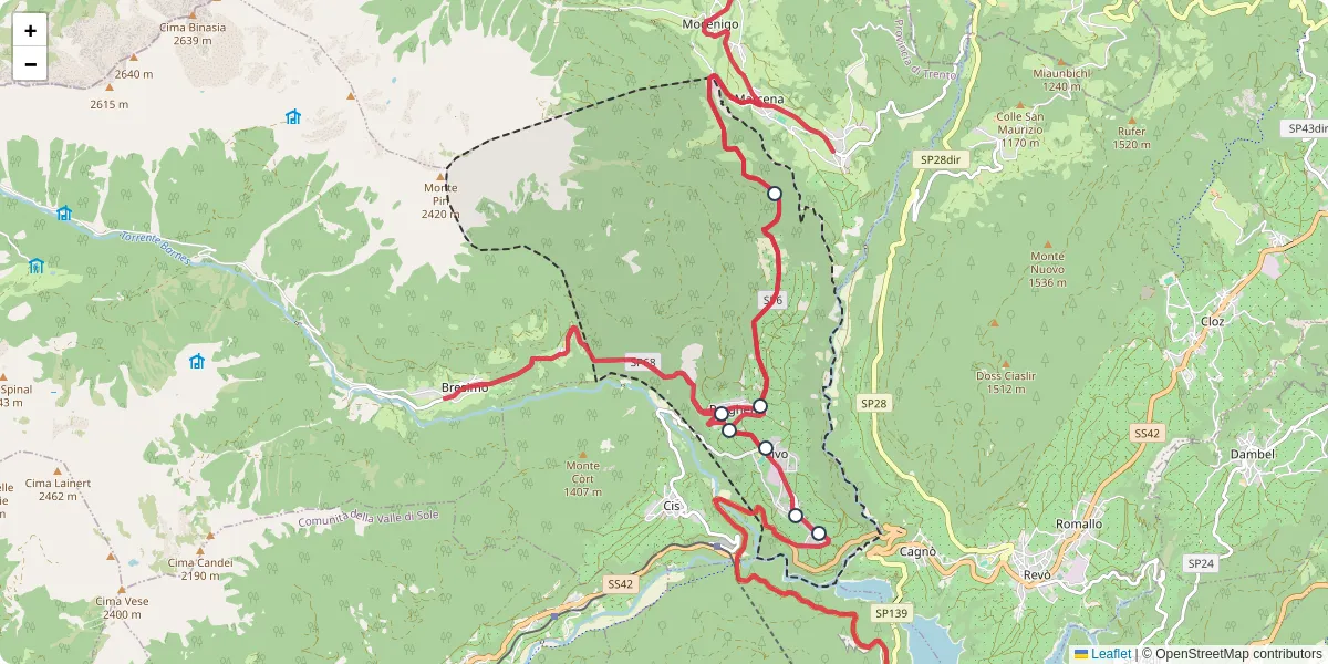 Mappa dettagliata del trasporto pubblico a Livo con linee autobus, tram e collegamenti