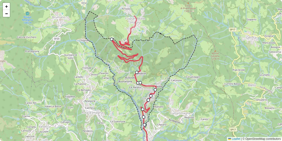 Mappa dettagliata del trasporto pubblico a Locatello con linee autobus, tram e collegamenti