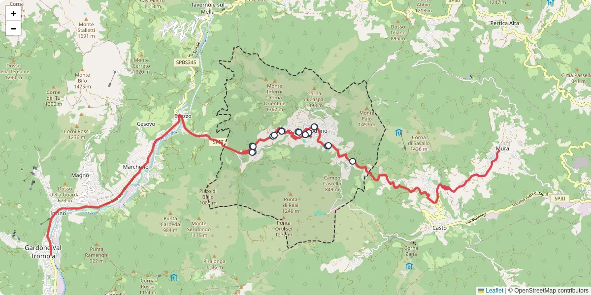 Mappa dettagliata del trasporto pubblico a Lodrino con linee autobus, tram e collegamenti