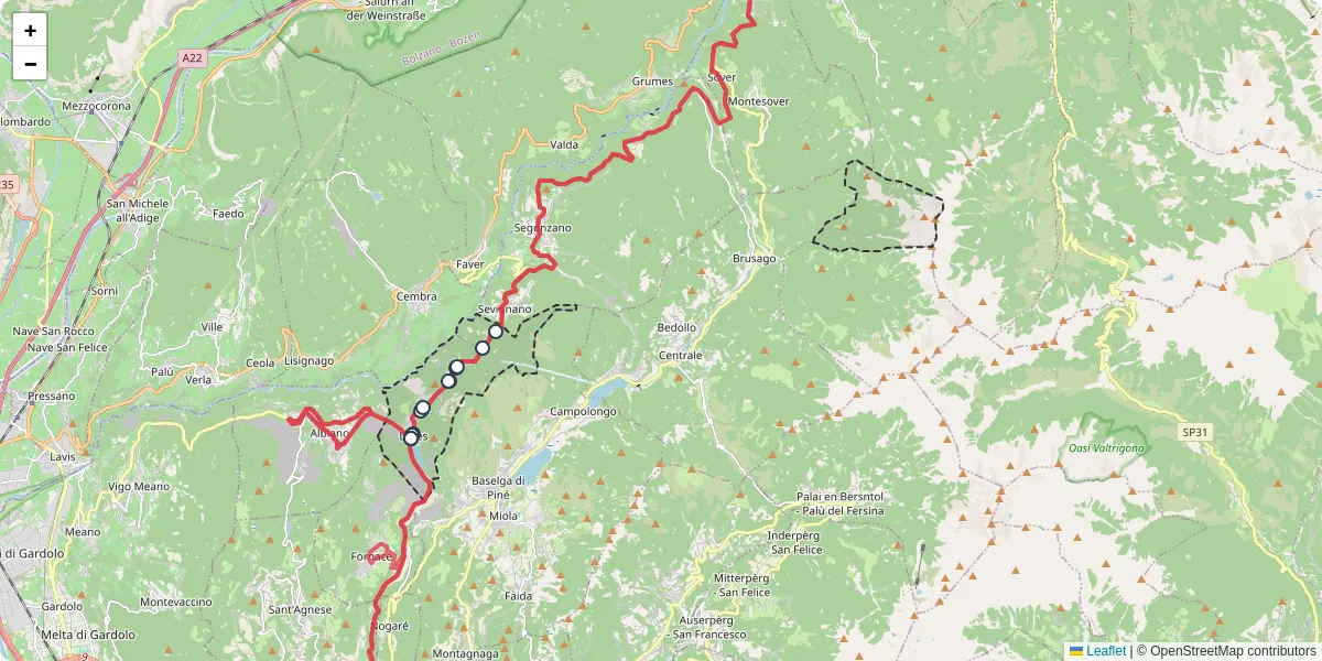 Mappa dettagliata del trasporto pubblico a Lona-Lases con linee autobus, tram e collegamenti