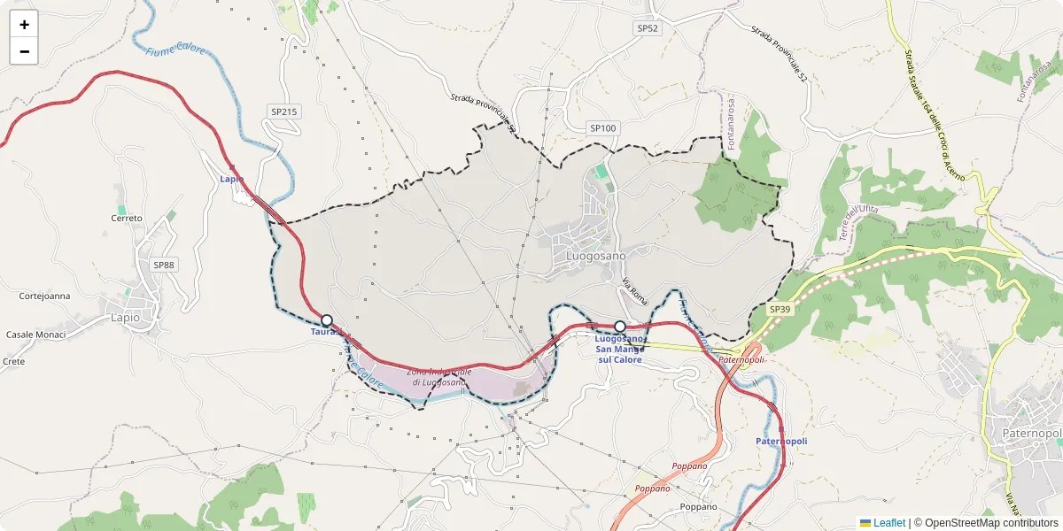 Mappa dettagliata del trasporto pubblico a Luogosano con linee autobus, tram e collegamenti