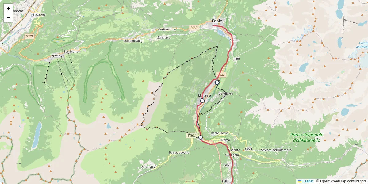 Mappa dettagliata del trasporto pubblico a Malonno con linee autobus, tram e collegamenti
