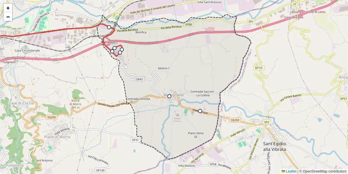 Mappa dettagliata del trasporto pubblico a Maltignano con linee autobus, tram e collegamenti