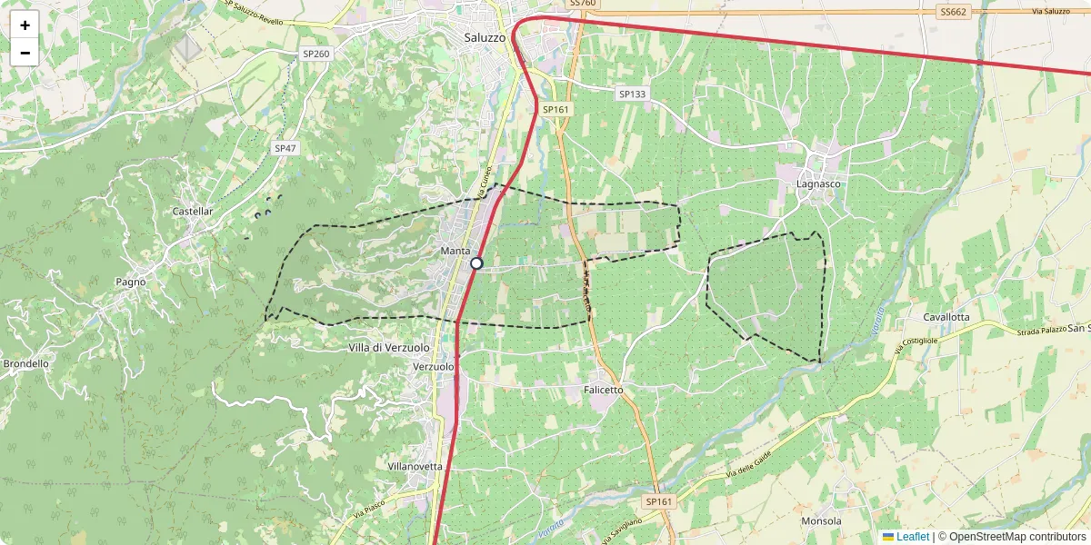 Mappa dettagliata del trasporto pubblico a Manta con linee autobus, tram e collegamenti