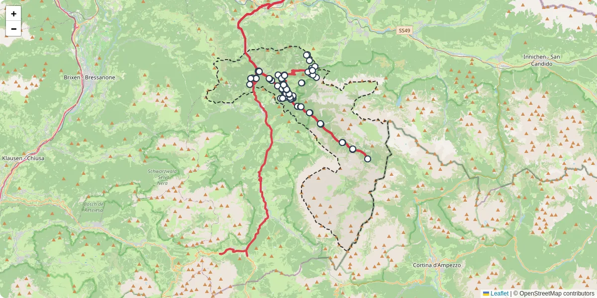 Mappa dettagliata del trasporto pubblico a Marèo - Enneberg - Marebbe con linee autobus, tram e collegamenti