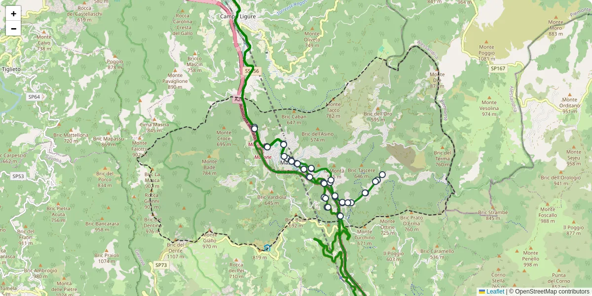 Mappa dettagliata del trasporto pubblico a Masone con linee autobus, tram e collegamenti