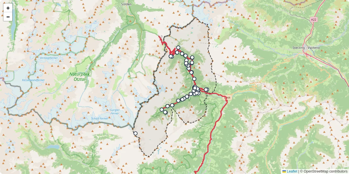 Mappa dettagliata del trasporto pubblico a Moos in Passeier - Moso in Passiria con linee autobus, tram e collegamenti