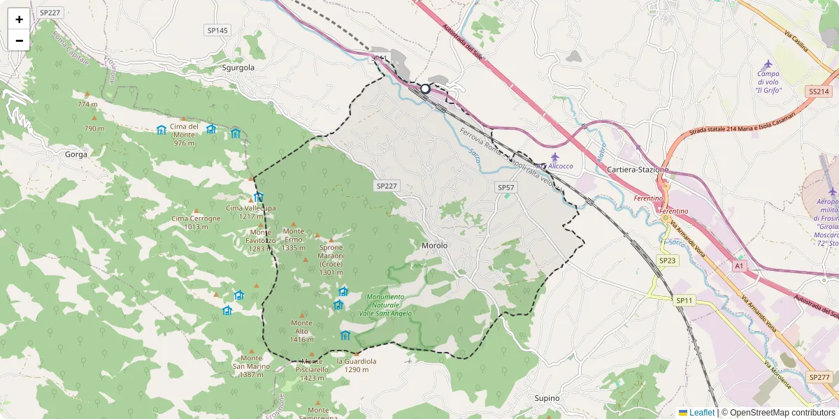 Mappa dettagliata del trasporto pubblico a Morolo con linee autobus, tram e collegamenti