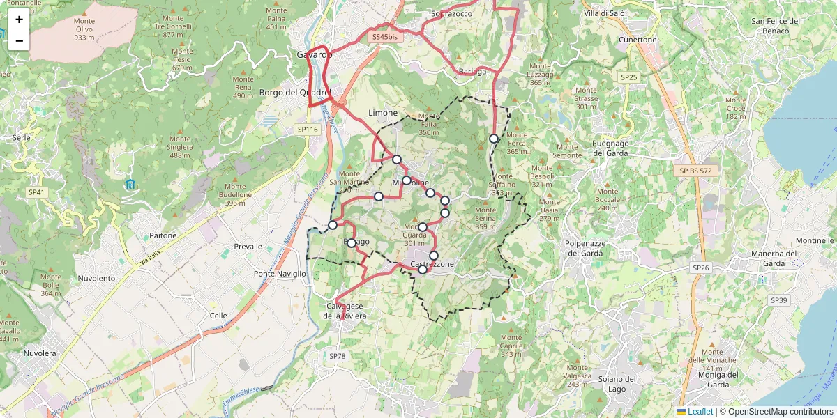 Mappa dettagliata del trasporto pubblico a Muscoline con linee autobus, tram e collegamenti