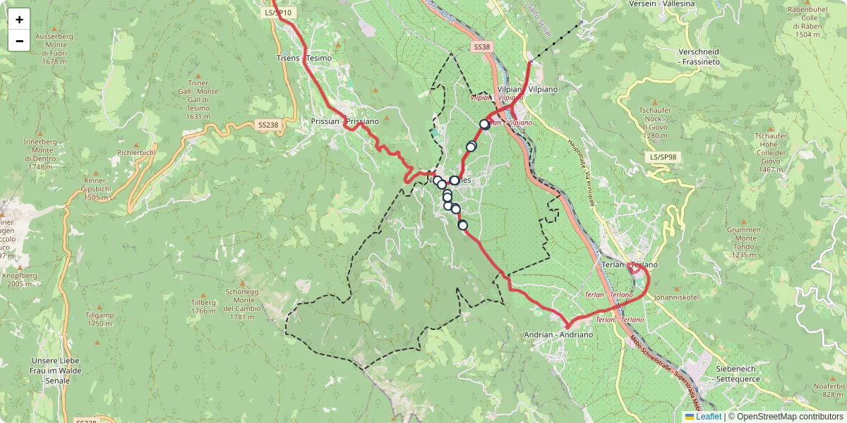 Mappa dettagliata del trasporto pubblico a Nals - Nalles con linee autobus, tram e collegamenti