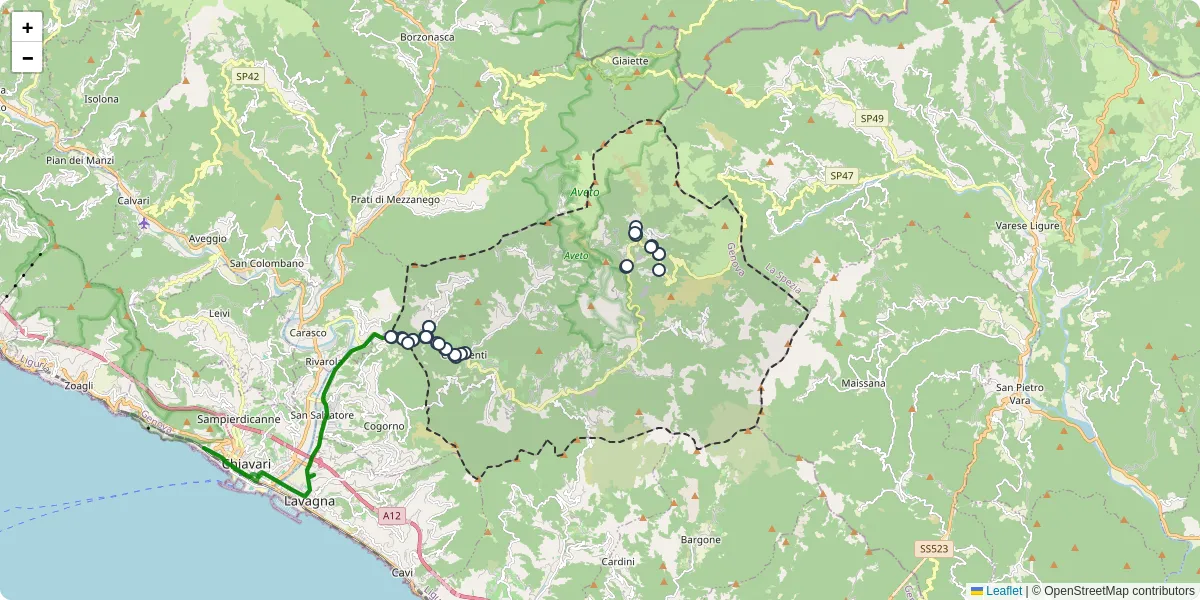 Mappa dettagliata del trasporto pubblico a Ne con linee autobus, tram e collegamenti