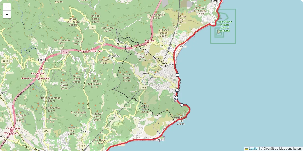 Mappa dettagliata del trasporto pubblico a Noli con linee autobus, tram e collegamenti
