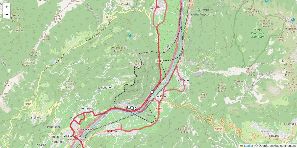 Mappa dettagliata del trasporto pubblico a Nomi con linee autobus, tram e collegamenti