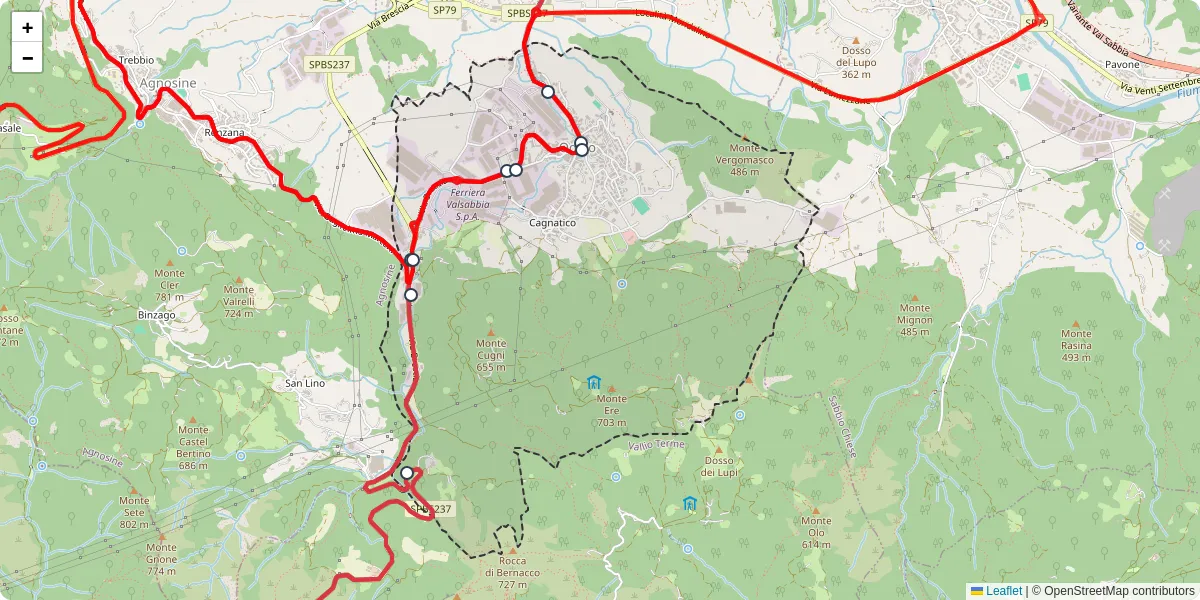 Mappa dettagliata del trasporto pubblico a Odolo con linee autobus, tram e collegamenti