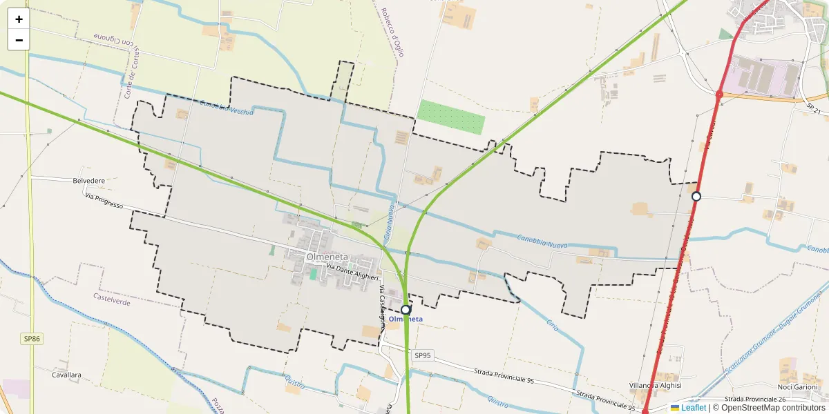 Mappa dettagliata del trasporto pubblico a Olmeneta con linee autobus, tram e collegamenti