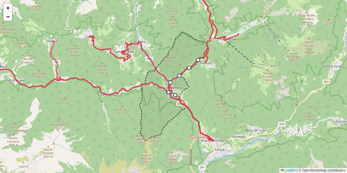 Mappa dettagliata del trasporto pubblico a Olmo al Brembo con linee autobus, tram e collegamenti