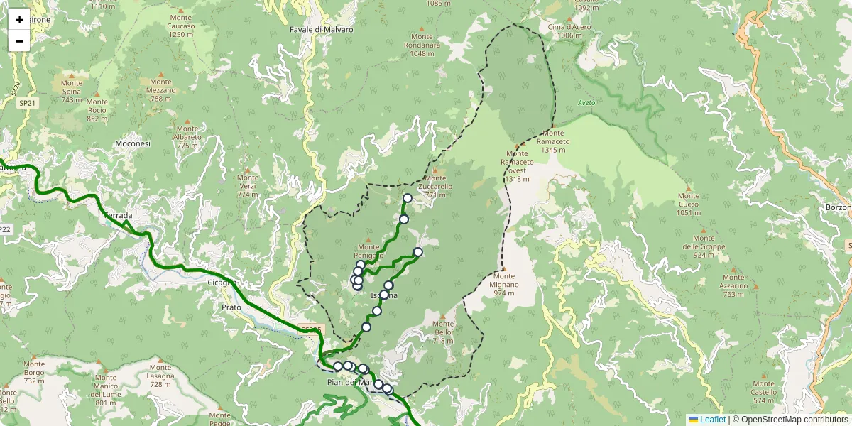 Mappa dettagliata del trasporto pubblico a Orero con linee autobus, tram e collegamenti