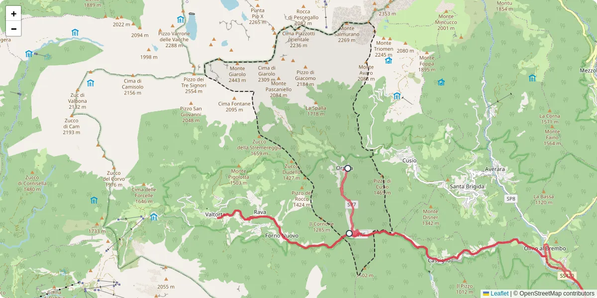 Mappa dettagliata del trasporto pubblico a Ornica con linee autobus, tram e collegamenti