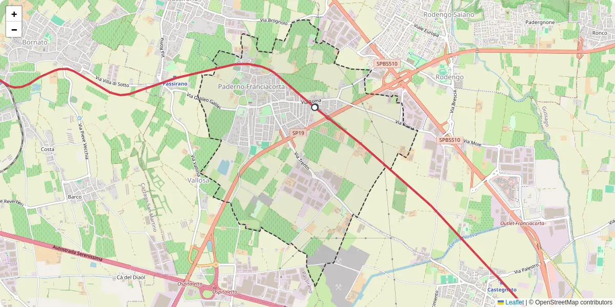 Mappa dettagliata del trasporto pubblico a Paderno Franciacorta con linee autobus, tram e collegamenti