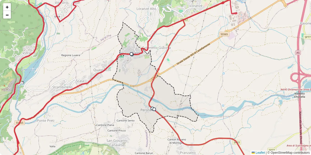 Mappa dettagliata del trasporto pubblico a Parella con linee autobus, tram e collegamenti