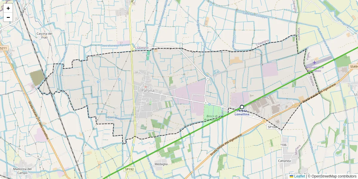 Mappa dettagliata del trasporto pubblico a Parona con linee autobus, tram e collegamenti