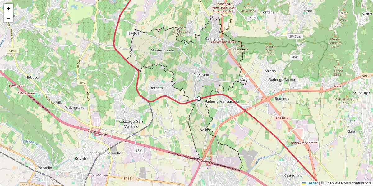 Mappa dettagliata del trasporto pubblico a Passirano con linee autobus, tram e collegamenti