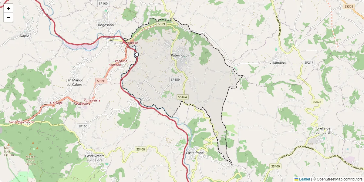 Mappa dettagliata del trasporto pubblico a Paternopoli con linee autobus, tram e collegamenti
