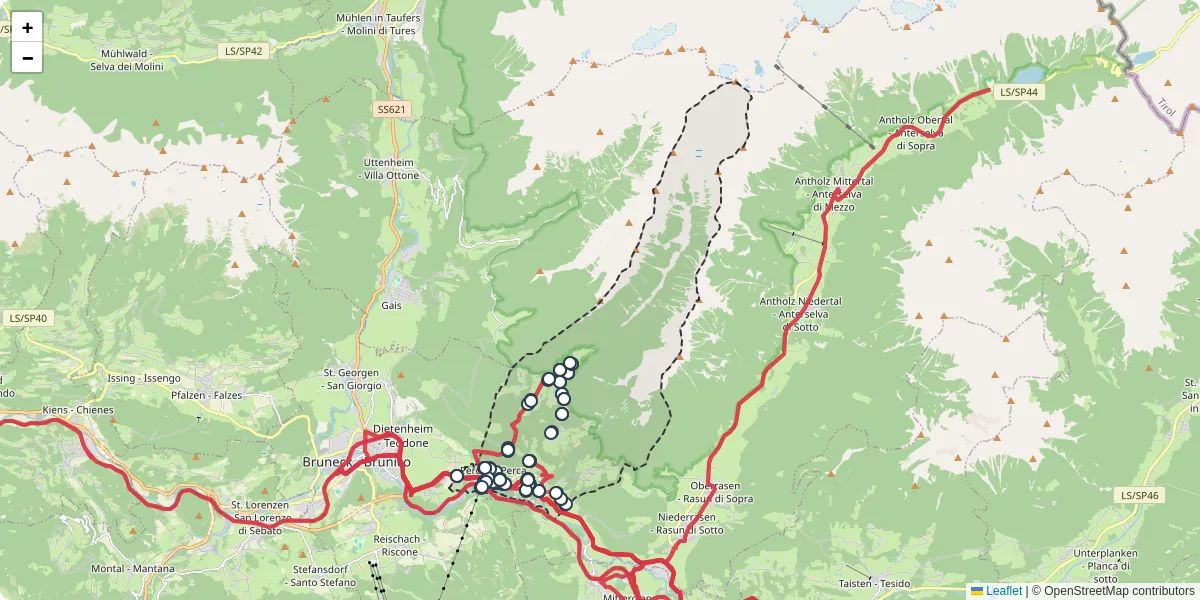 Mappa dettagliata del trasporto pubblico a Percha - Perca con linee autobus, tram e collegamenti