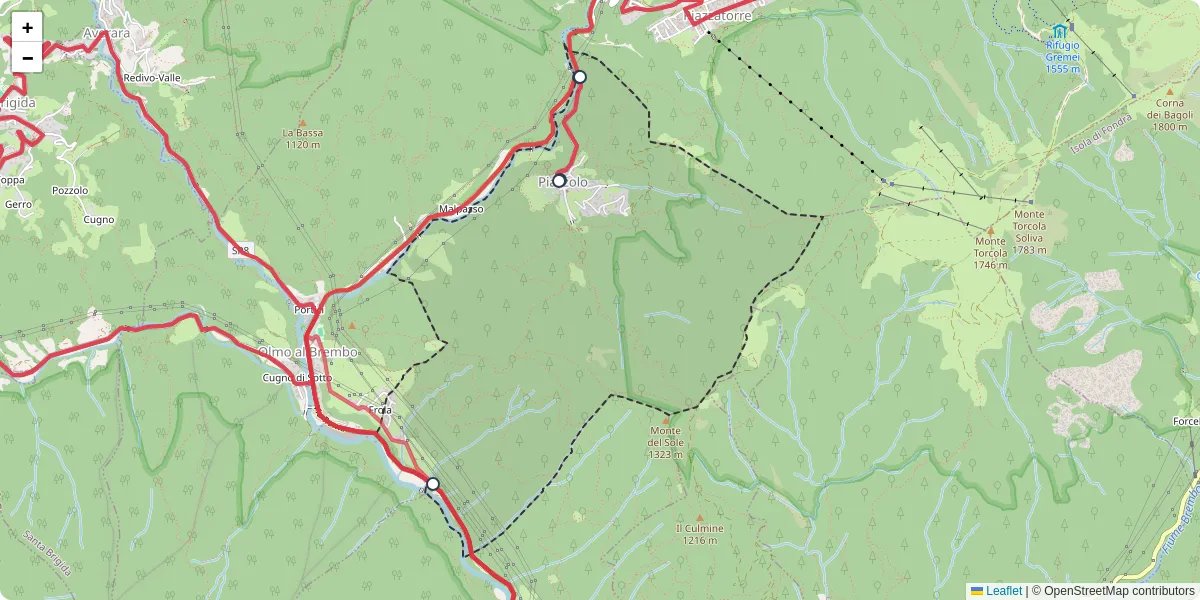Mappa dettagliata del trasporto pubblico a Piazzolo con linee autobus, tram e collegamenti