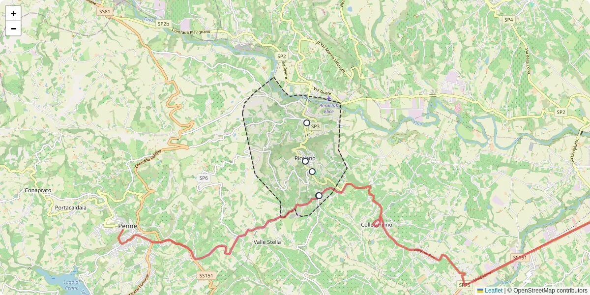 Mappa dettagliata del trasporto pubblico a Picciano con linee autobus, tram e collegamenti
