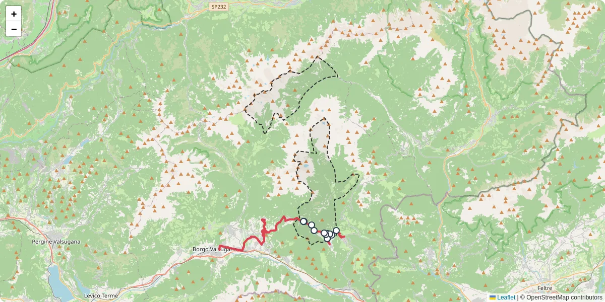 Mappa dettagliata del trasporto pubblico a Pieve Tesino con linee autobus, tram e collegamenti
