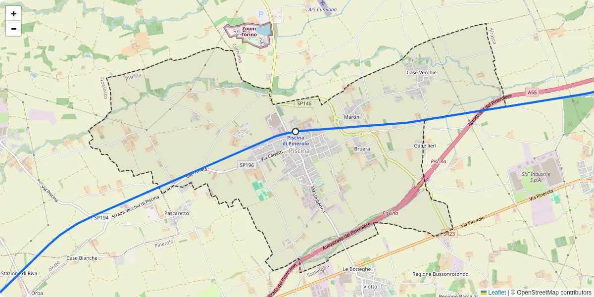 Mappa dettagliata del trasporto pubblico a Piscina con linee autobus, tram e collegamenti