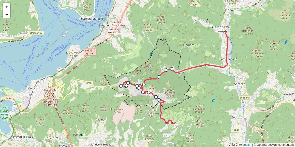 Mappa dettagliata del trasporto pubblico a Polaveno con linee autobus, tram e collegamenti