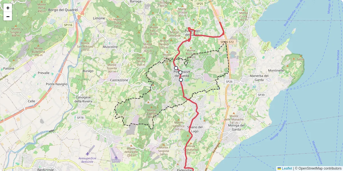 Mappa dettagliata del trasporto pubblico a Polpenazze del Garda con linee autobus, tram e collegamenti