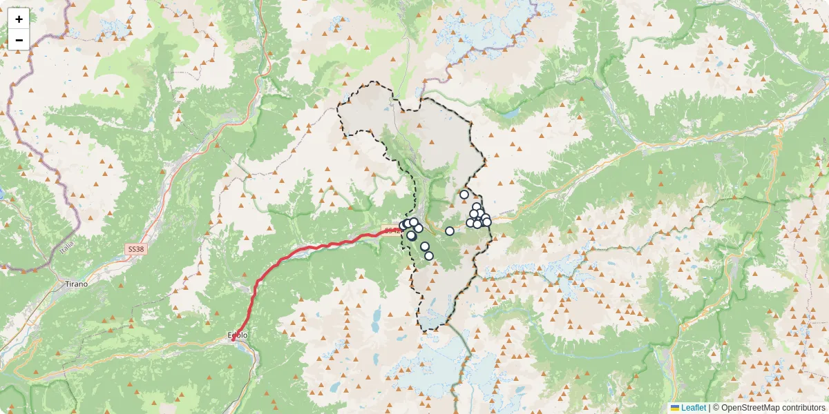 Mappa dettagliata del trasporto pubblico a Ponte di Legno con linee autobus, tram e collegamenti