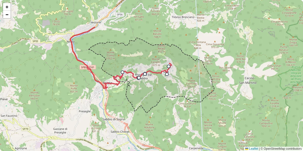 Mappa dettagliata del trasporto pubblico a Provaglio Val Sabbia con linee autobus, tram e collegamenti